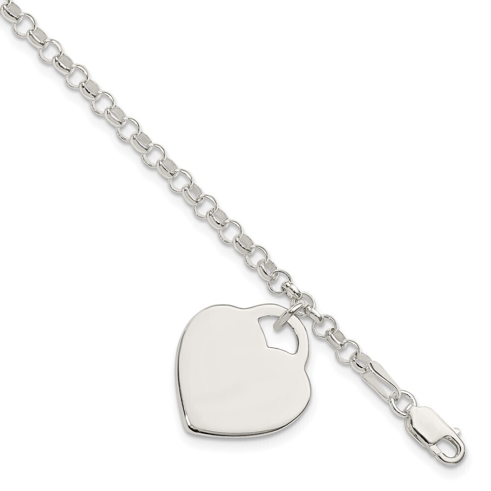 Kazi Luxury Sterling Silver Engraveable Heart Bracelet